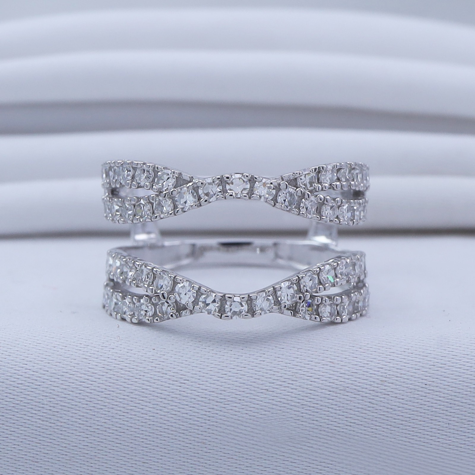 1.00 Ct.Double Infinity Ring Guard Enhancer in 925 Silver with