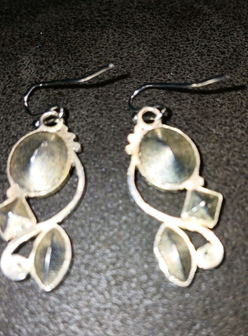 Earrings 1″ Multicolor Gem Stones. Dangle. Teens,adults, Sterling