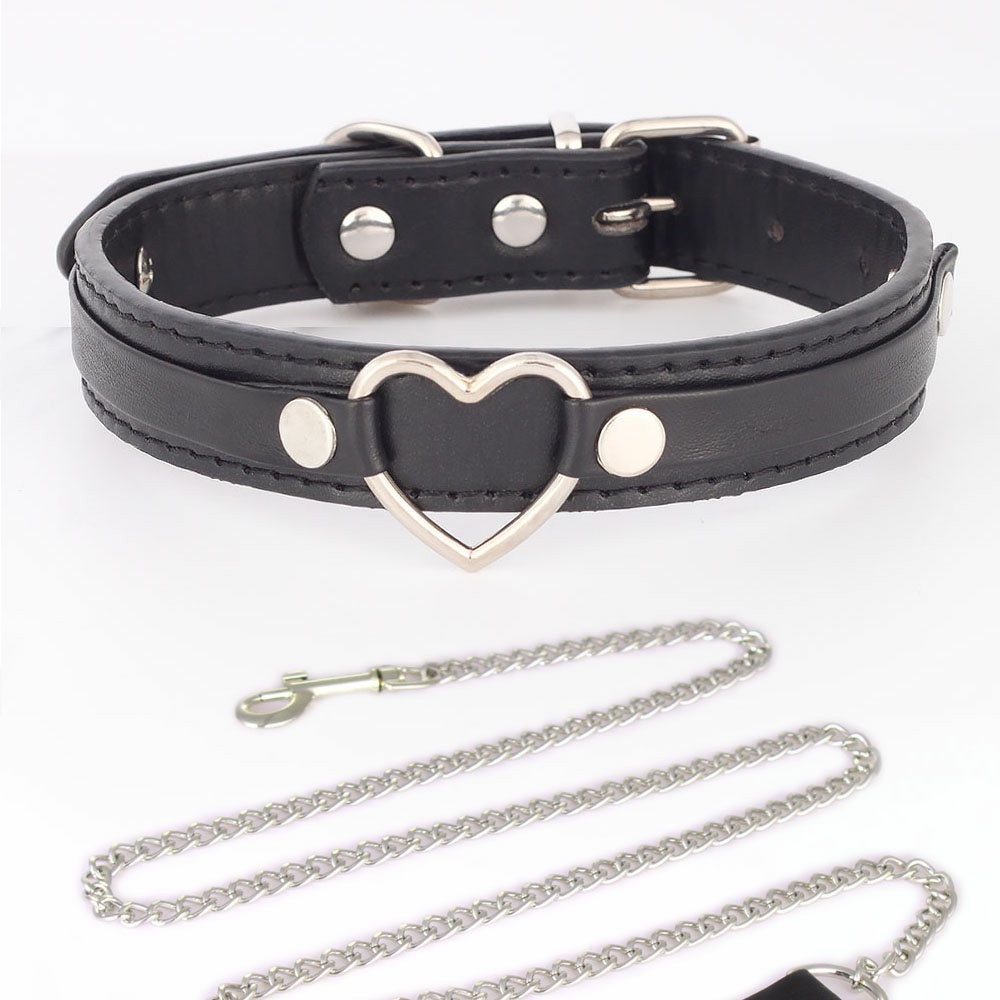 SEX WIFE Choker DIY BDSM Gift Necklace Heart Custom Collar Chain Metal Leash Q4
