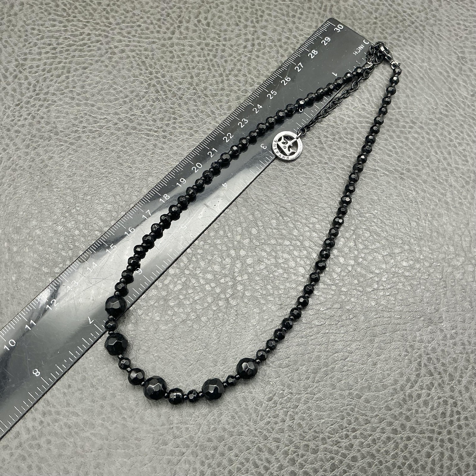 Trifari Necklace Black Faceted Beaded Lobster Clasp Womens Statement Jewelry