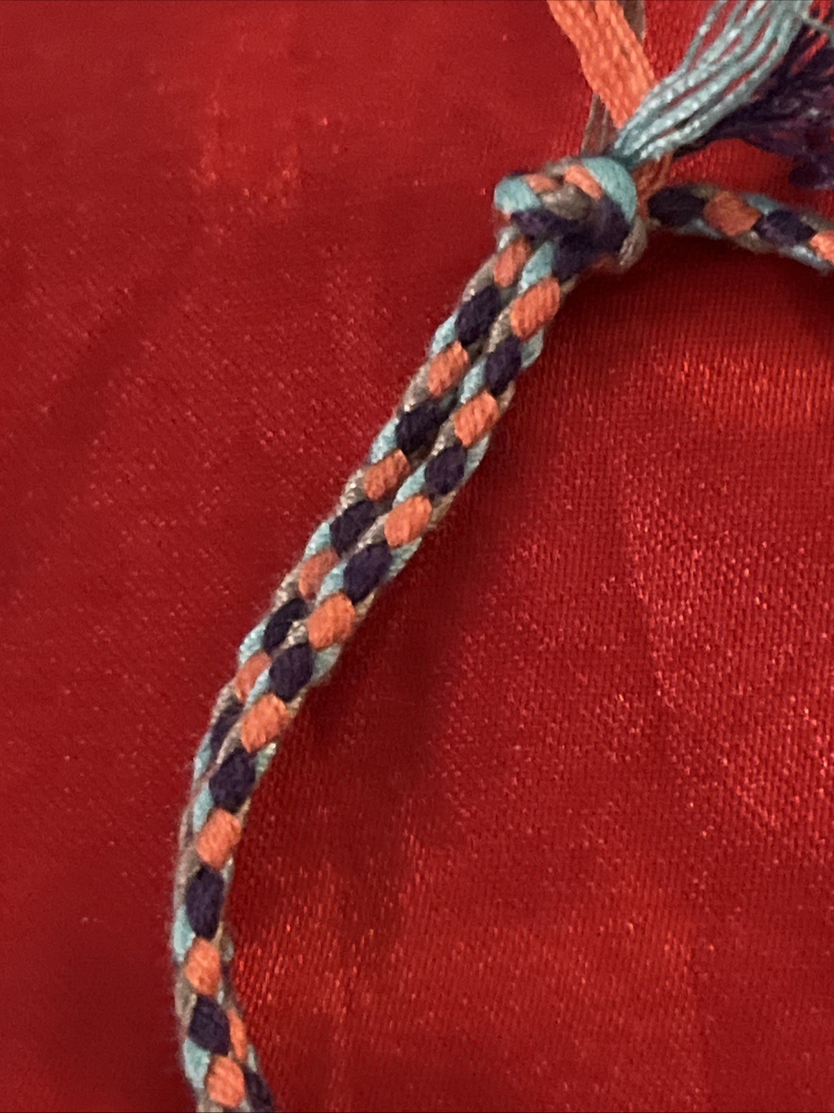 NEW BOHO BRAID THREAD FRIENDSHIP BRACELET ADJUSTABLE KNOT PURPLE PEACH AQUA NIP
