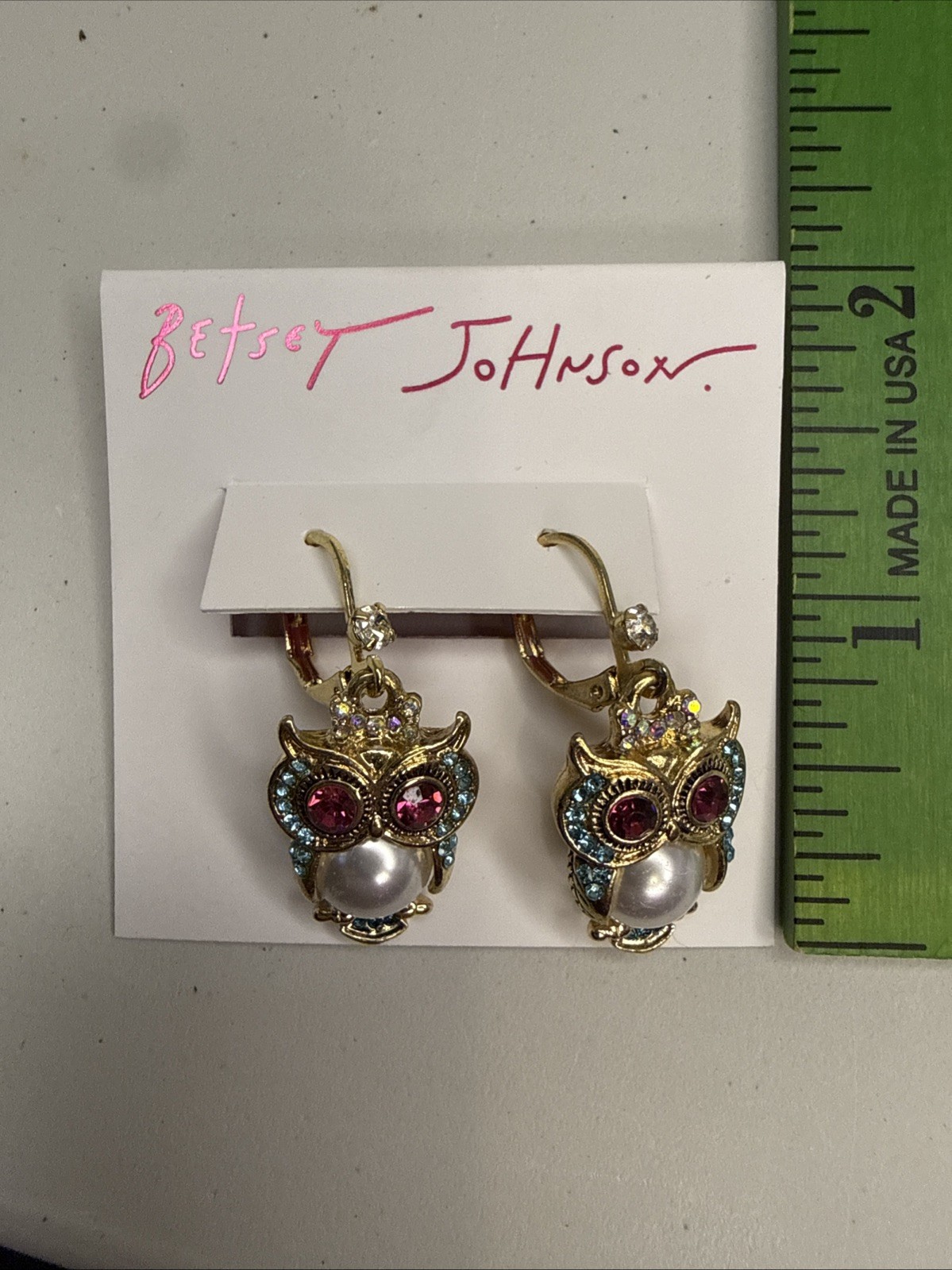 NEW Betsey Johnson Owl Critters Drop Cute Whimsical Faux Pearl Design Earrings