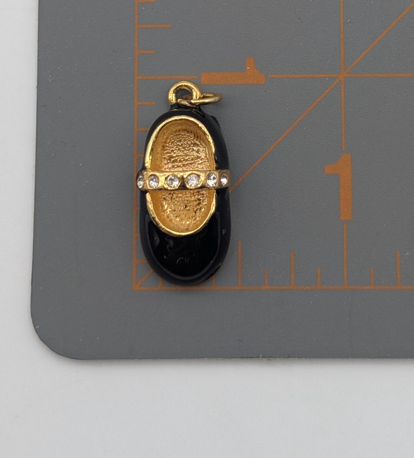 Roman Inc 1″ Charm Itty Bitty Baby Black Mary Jane Shoe Rhinestone Jewelry *Read