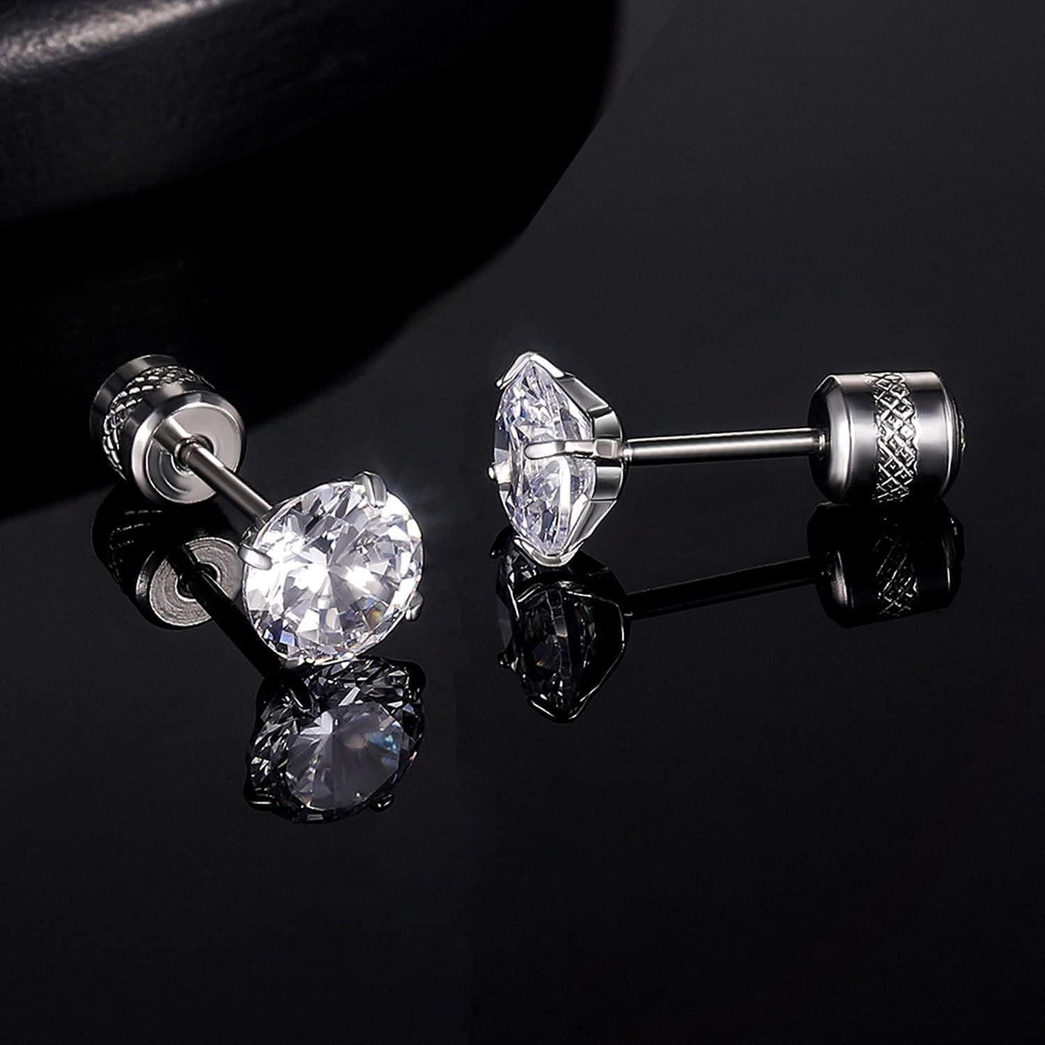 5 Pairs Titanium Screw Back Stud Earrings Set for Sensitive Ears, Hypoallergenic