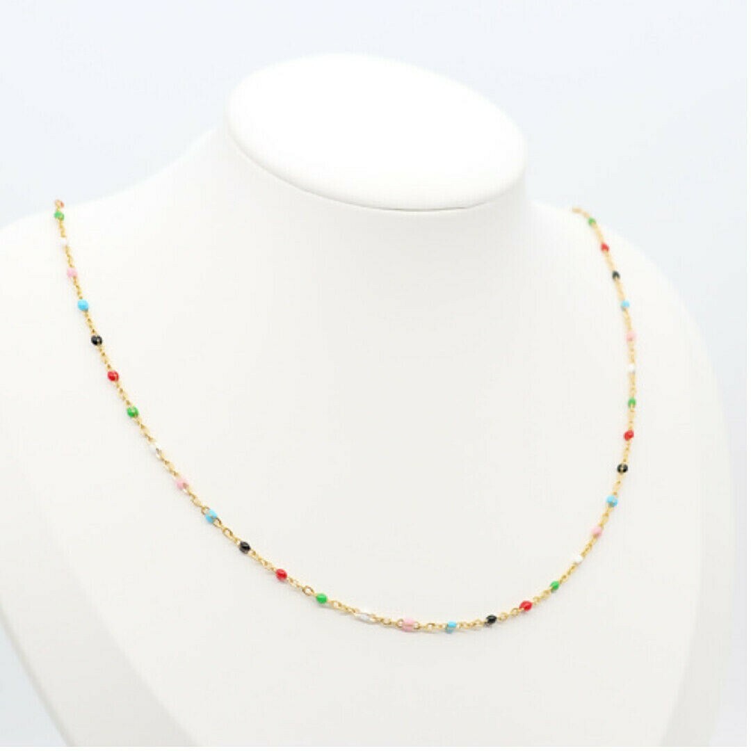 Gold 304 Grade Quality Stainless Steel 19 6/8 Inches Beaded Chain Necklace