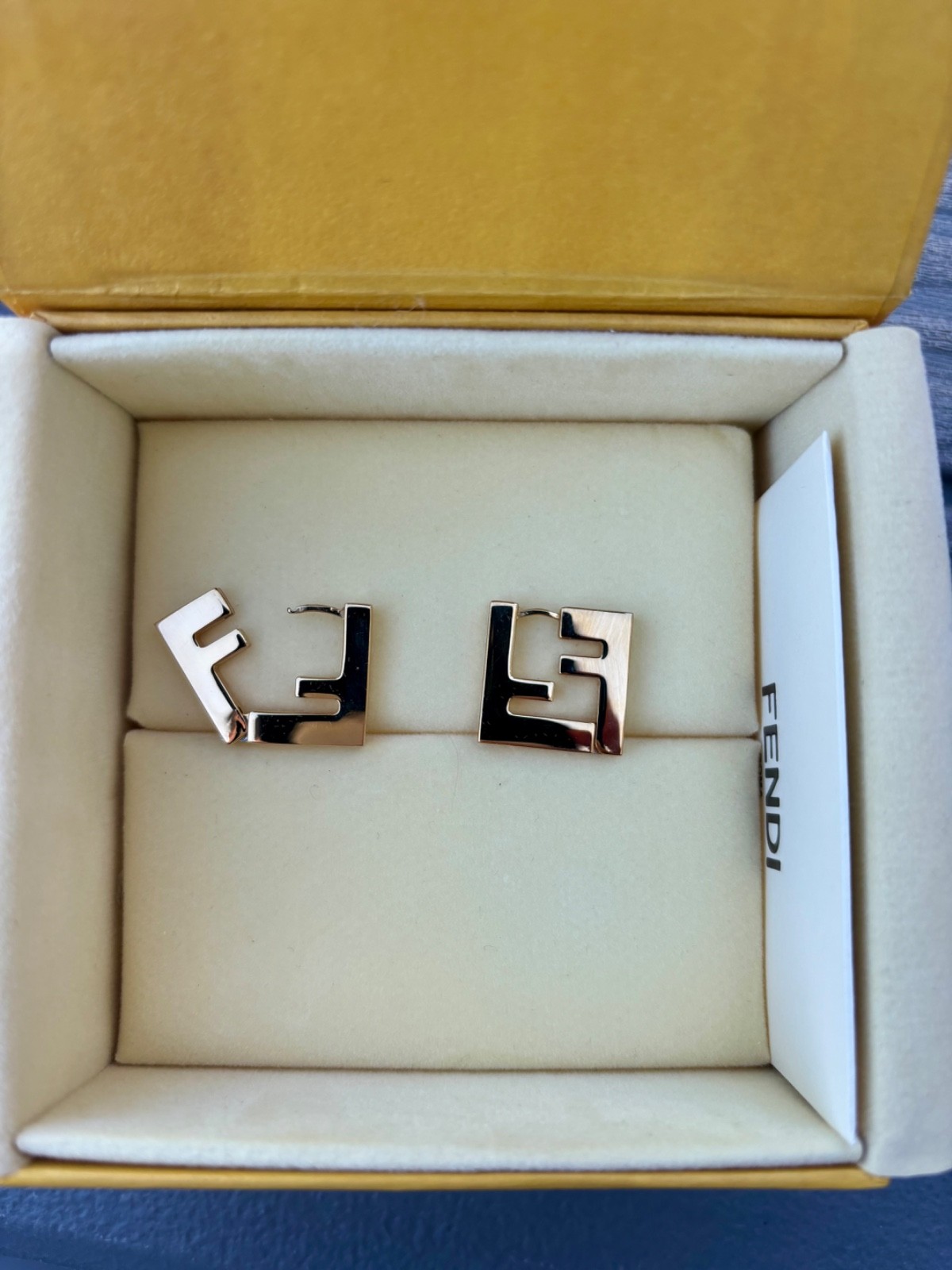 Authentic Forever Fendi – FF motif-shaped gold earrings barely worn
