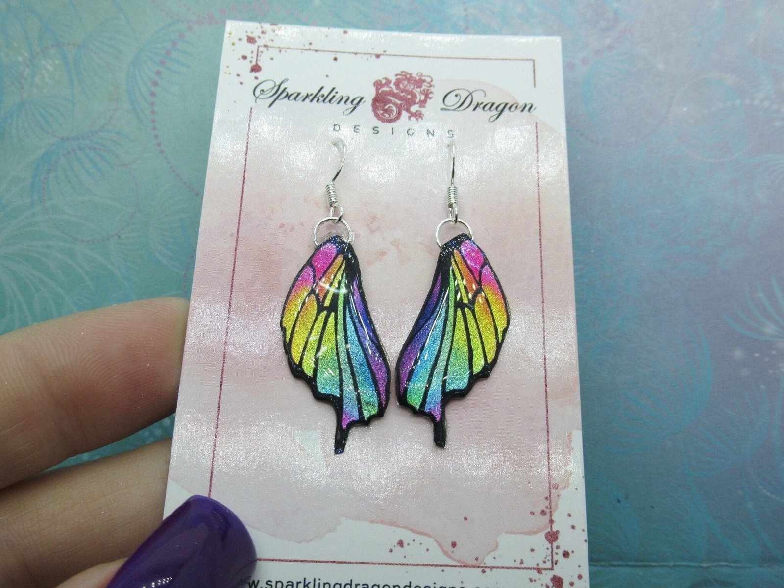 Butterfly Wing Rainbow Earrings with Point – Fairy Jewellery, Fun Gift for her