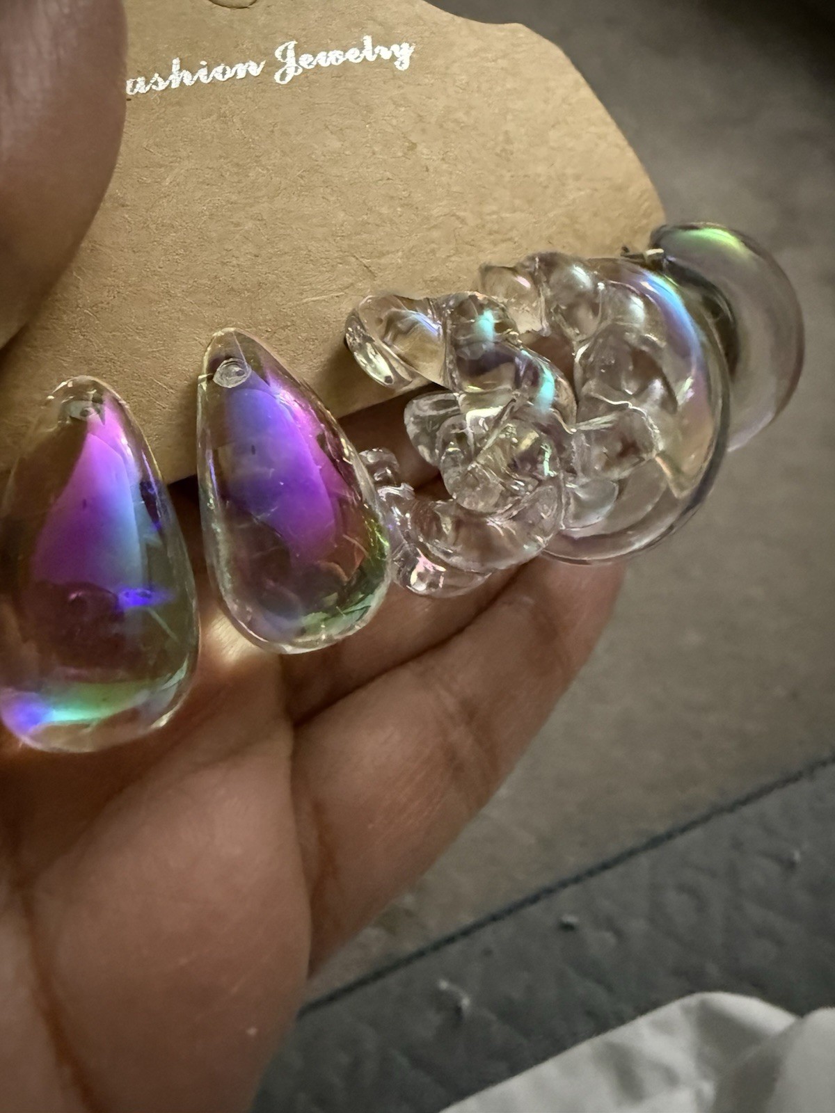 Iridescent Hoops Holographic Lucite Acrylic Transparent Retro Earrings Lot