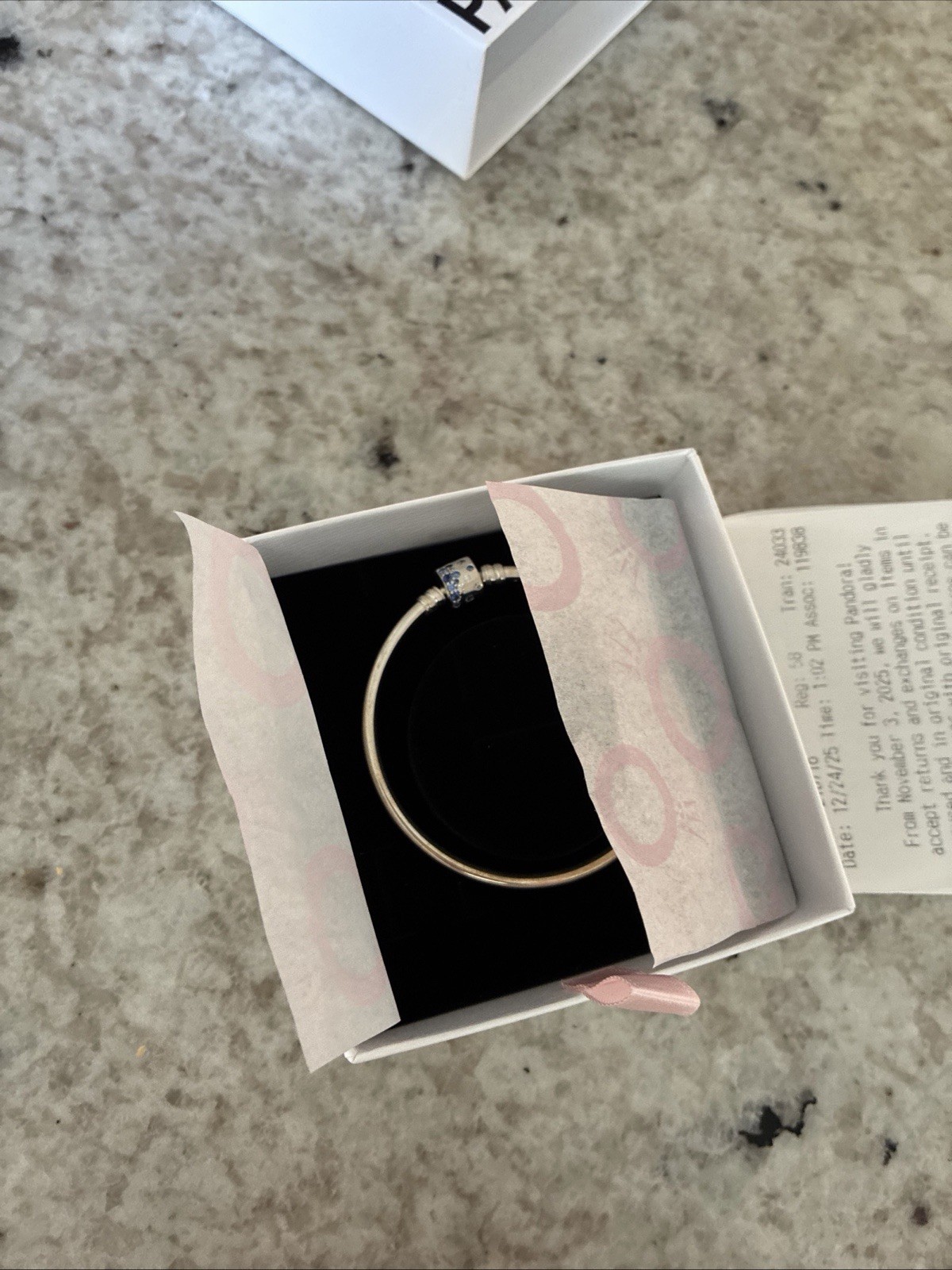PANDORA 925 Blue Sparkle Barrel Clasp Bangle Brand New In box