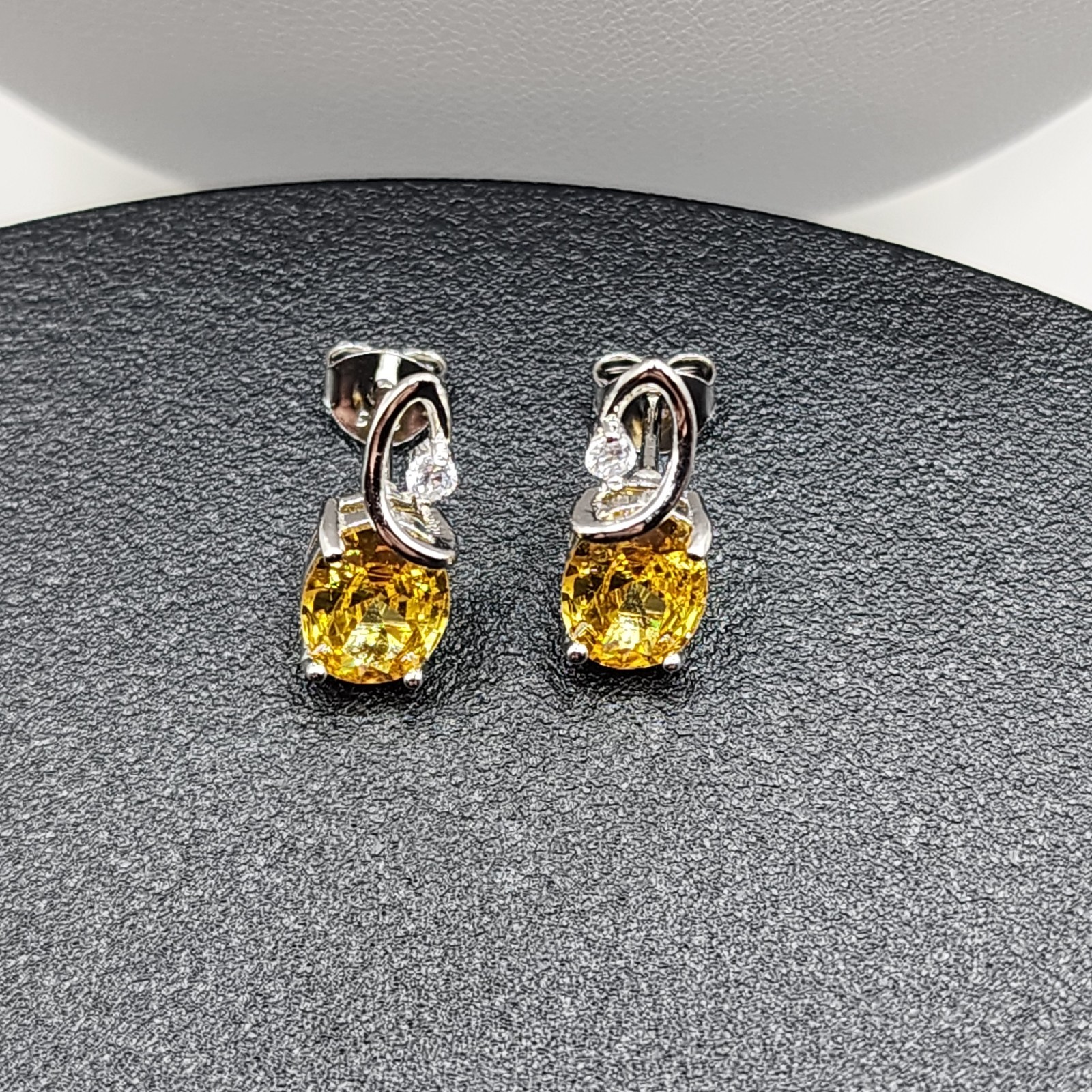 925 NEW Sterling Silver Pendant &Earrings Set Created Topaz &CZ