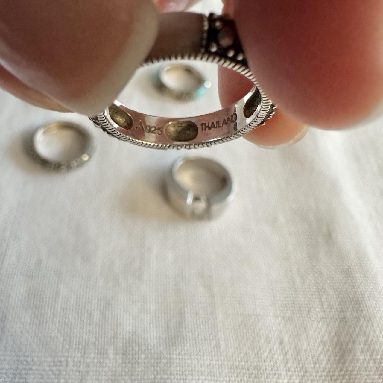 Vintage Thailand Sterling Silver A925 Marcasite Rings, Set Of 5