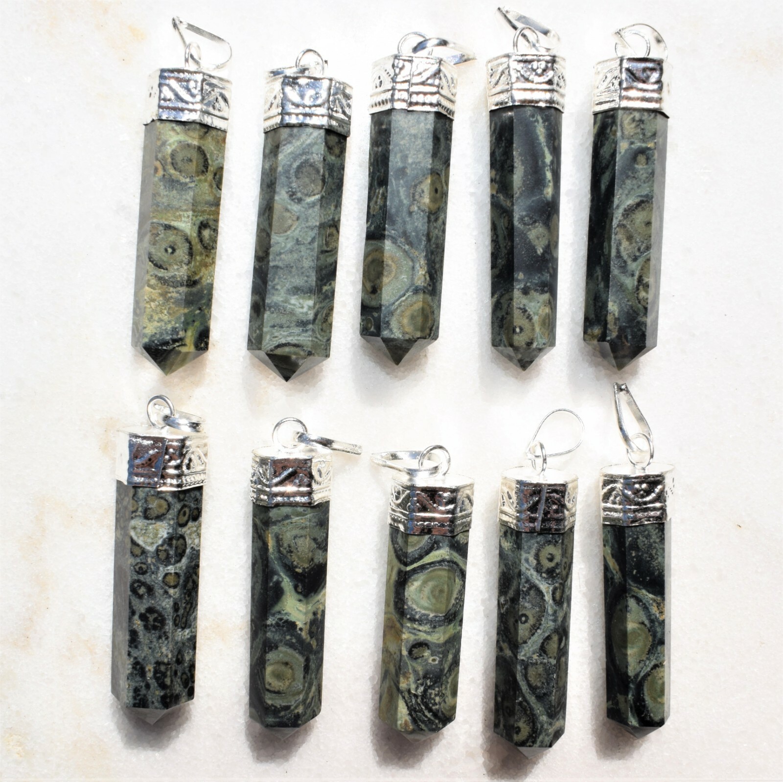 Himalayan Kambaba Jasper Crystal Pendant + 20″ Stainless Steel Chain & Charger