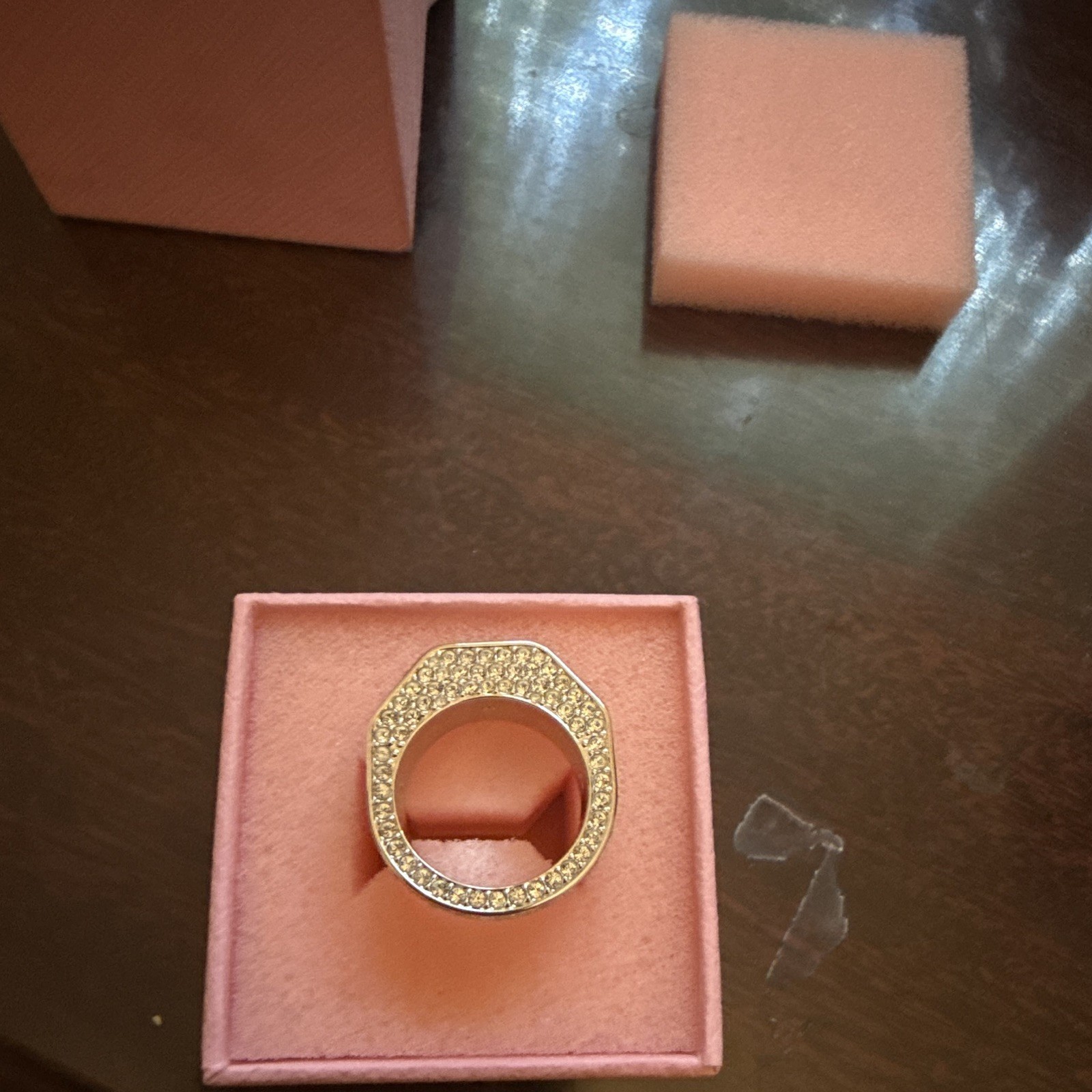 Swarovski Rhodium Plated Pavé Clear Crystal Wide Band Ring Size 6 w/ Box