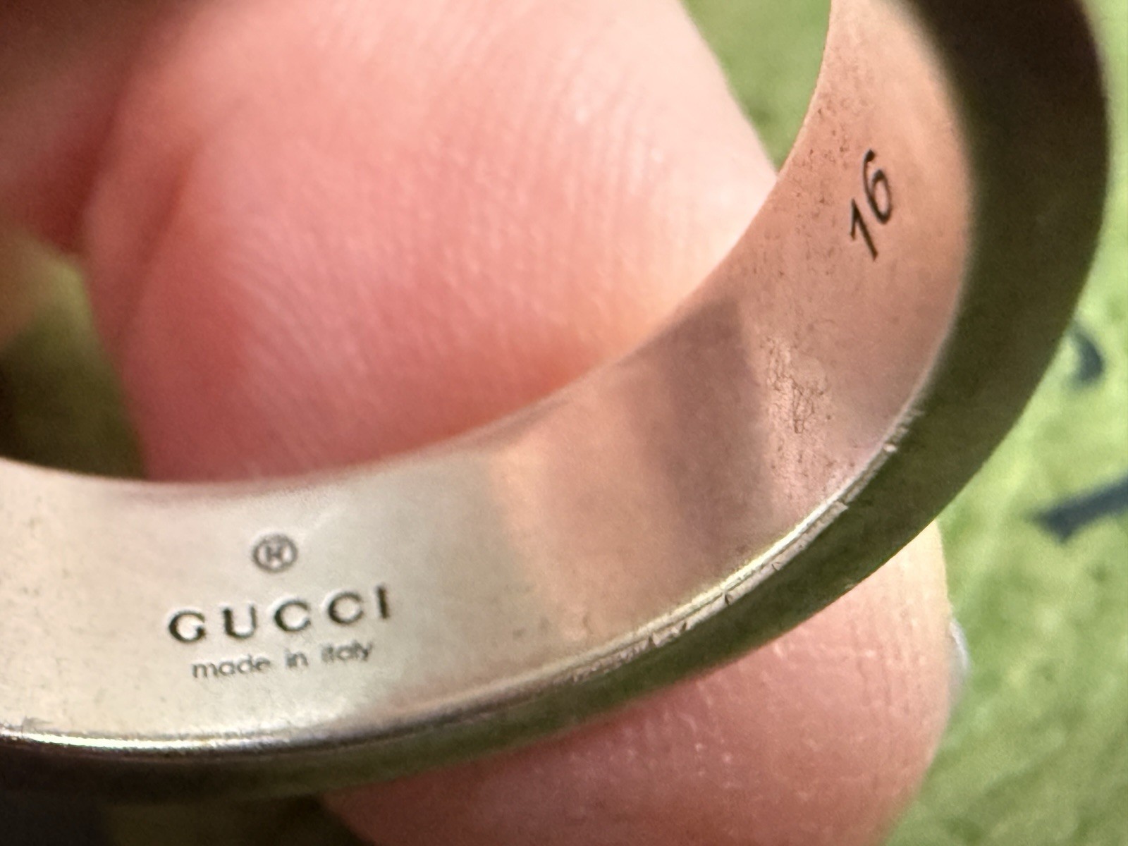 Authentic Gucci GG Black Enamel .925 Sterling Silver Ring 16/US7.5 NWB