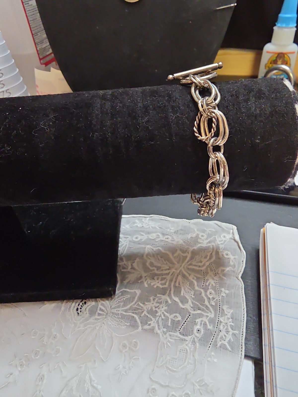 Silver Tone Bracelet Whit Rings