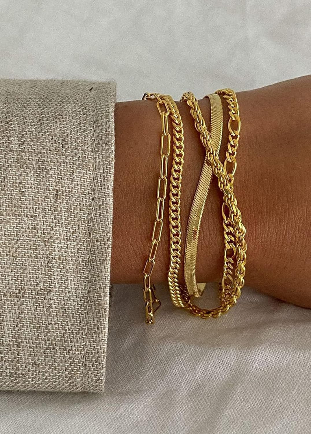 Gold Bracelets for Women Waterproof 14K Real Gold Jewelry Sets for Women Trendy