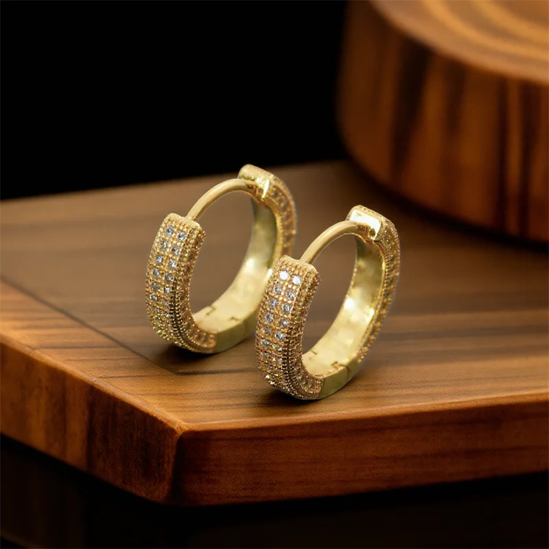 Female Male Multicolor Zircon Small Round Hoop Earrings For Men Women Minimalist