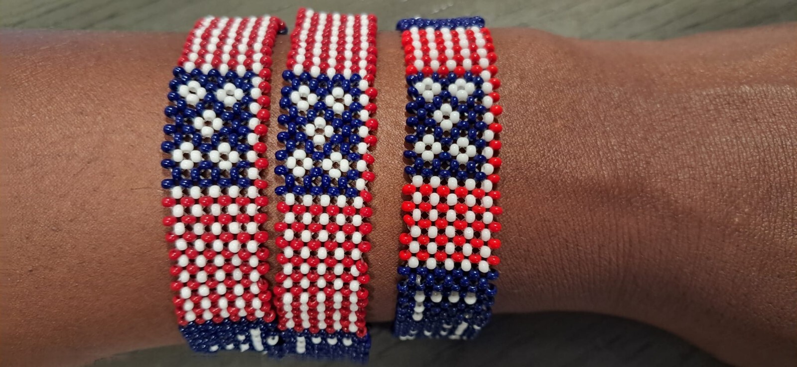 Trump Beaded Bracelet Red White and Blue 3 Piece