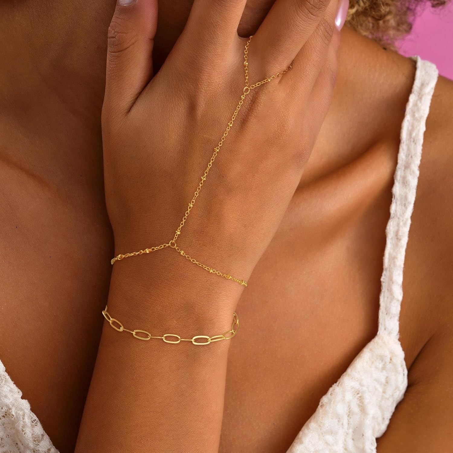 Hypoallergenic 14K Gold Plated Hand Chain Bracelet – Perfect for All Occasions