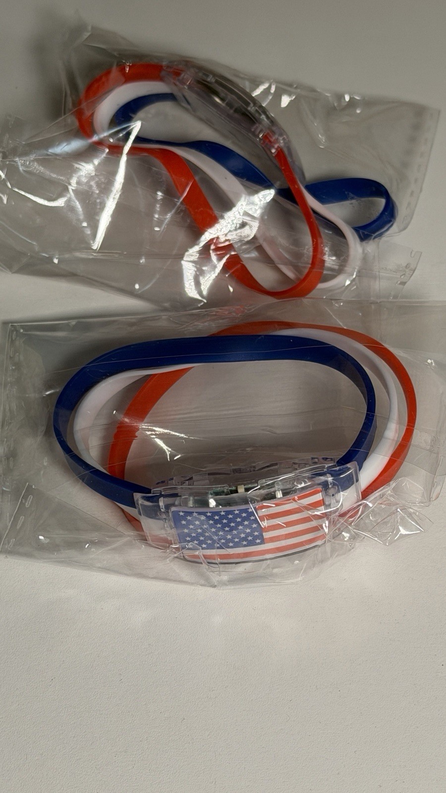 USA Flag Multicolor Silicone Slip-On Bangle Bracelet, Round, No Stone