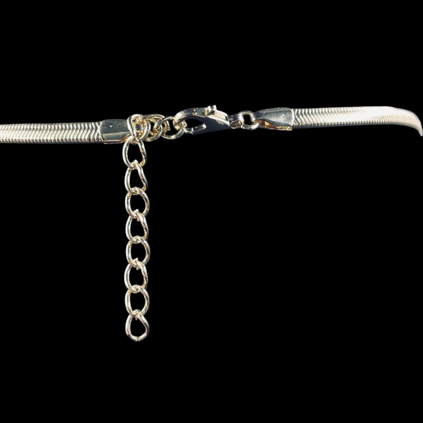 Snake Chain Necklace Bar Pendant Black Enamel Crystal Collar Retro Glam