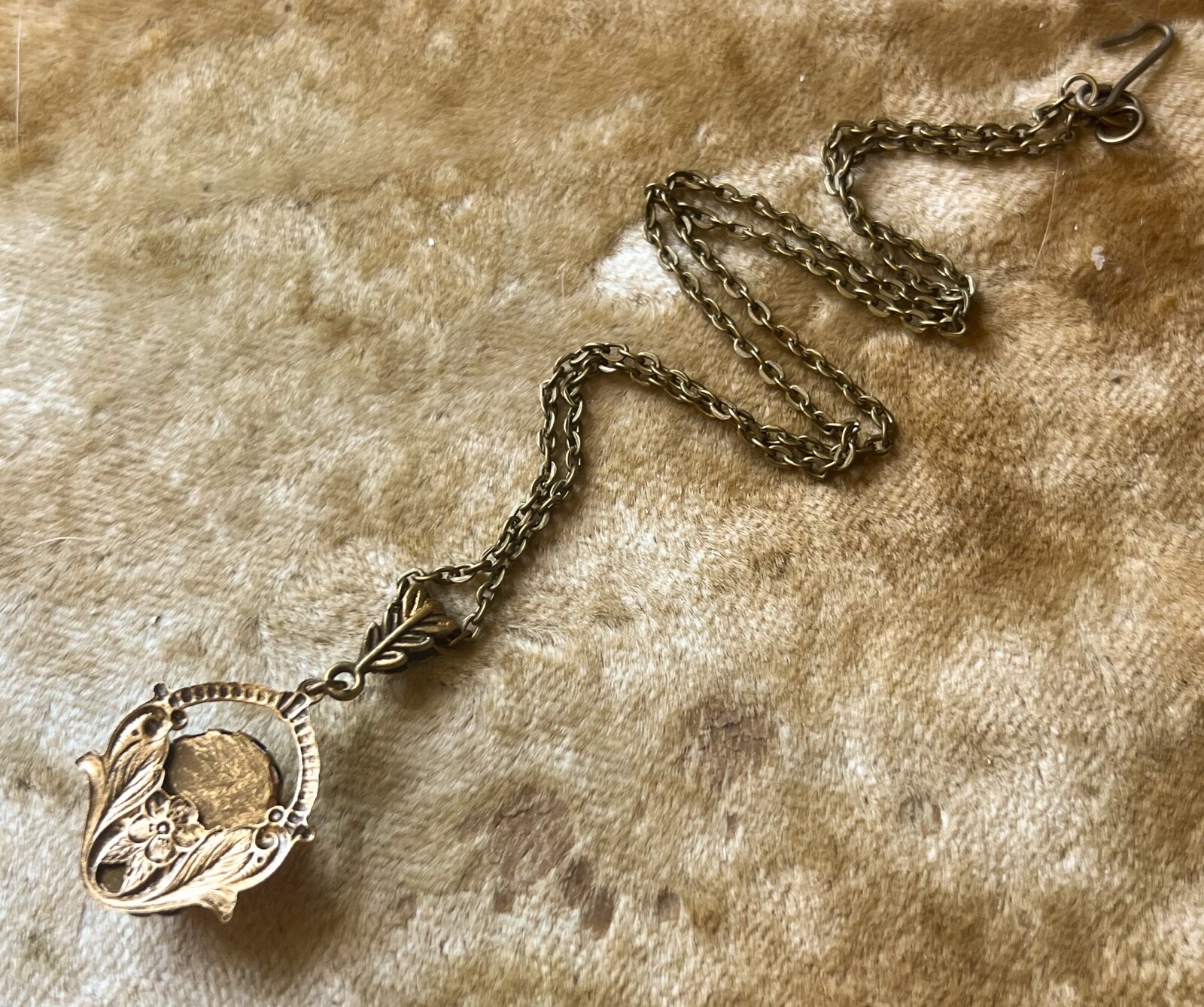 Egyptian Revival Necklace Scarab Pink Czech Glass Brass Filigree Pendant