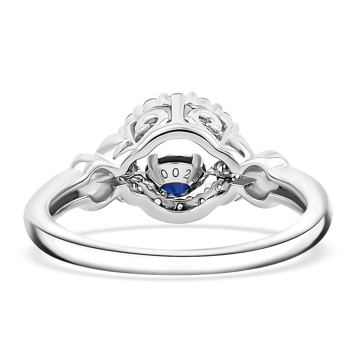 Lab Created Blue and White Sapphire Ring in Sterling Silver 1.00 ctw Size 7.0