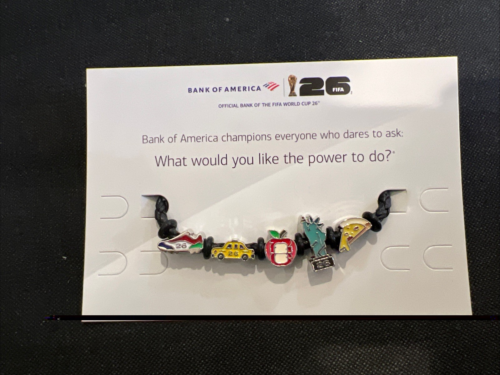 2026 FIFA World Cup BofA Charm Bracelet New York NYC Black Size SMALL Fan Band