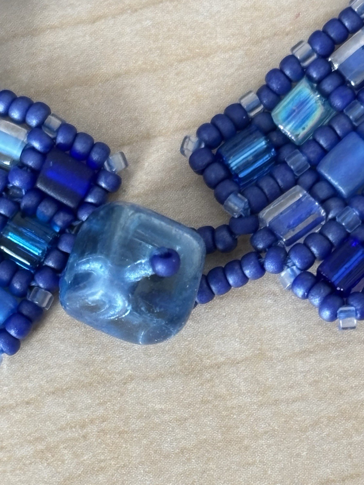 Royal Blue Beaded Bracelet/ Fits 7 In Wrist- Very Good Condition