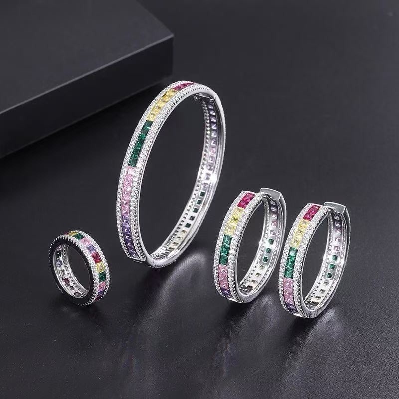 Wedding Bridal CZ Jewelry Set Zirconia Necklace Earrings Set