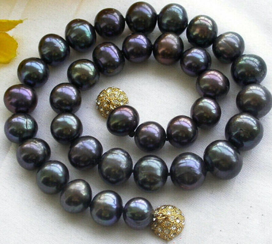 14″ 18″ 36″ 9-10mm Genuine Tahitian Black Pearl Beads Magnet Clasp Knot Necklace
