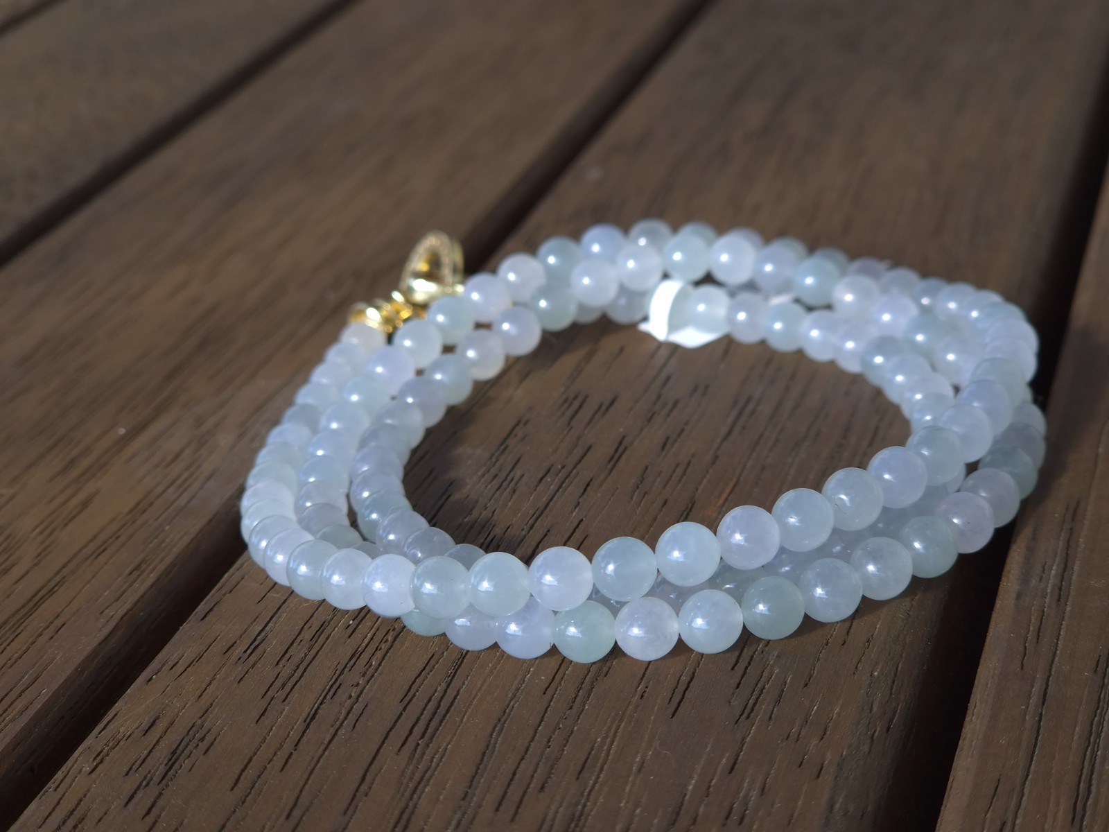 High-quality Icy White and Lavender Burmese Jadeite Necklace