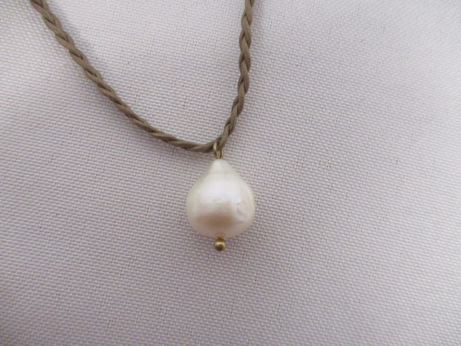 PRETTY KL KARL LAGERFELD GOLDTONE CHAIN BRAIDED CORD NECKLACE with PEARL DROP