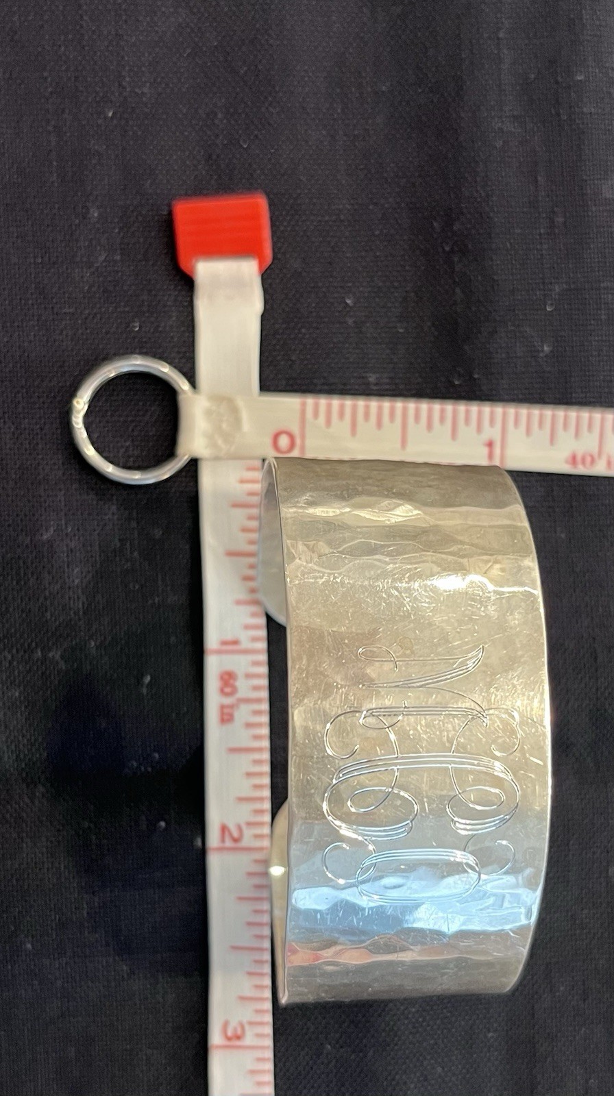 Vintage 925 Sterling CUFF BRACELET LIGHT HAMMERED 1 Oz (30g) Weight Monographed