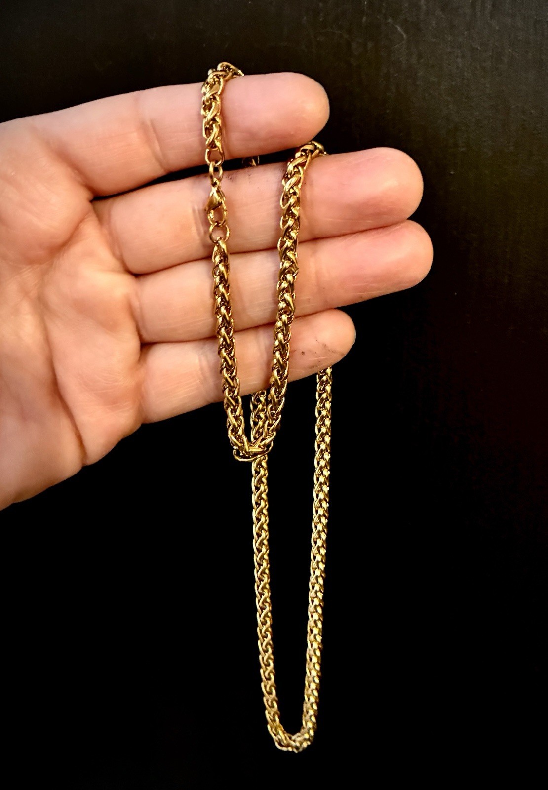 Franco Wheat Chain Real 18K Gold Bonded over 316L Steel, Waterproof, Never Fade