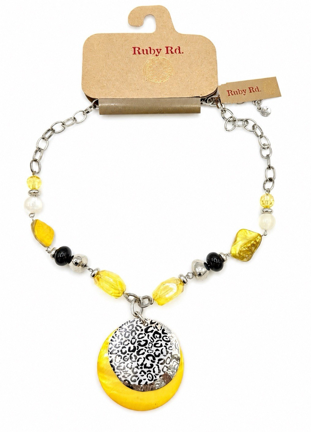 Ruby Rd. Pop Spots Yellow Mother Of Pearl Necklace Earrings Set