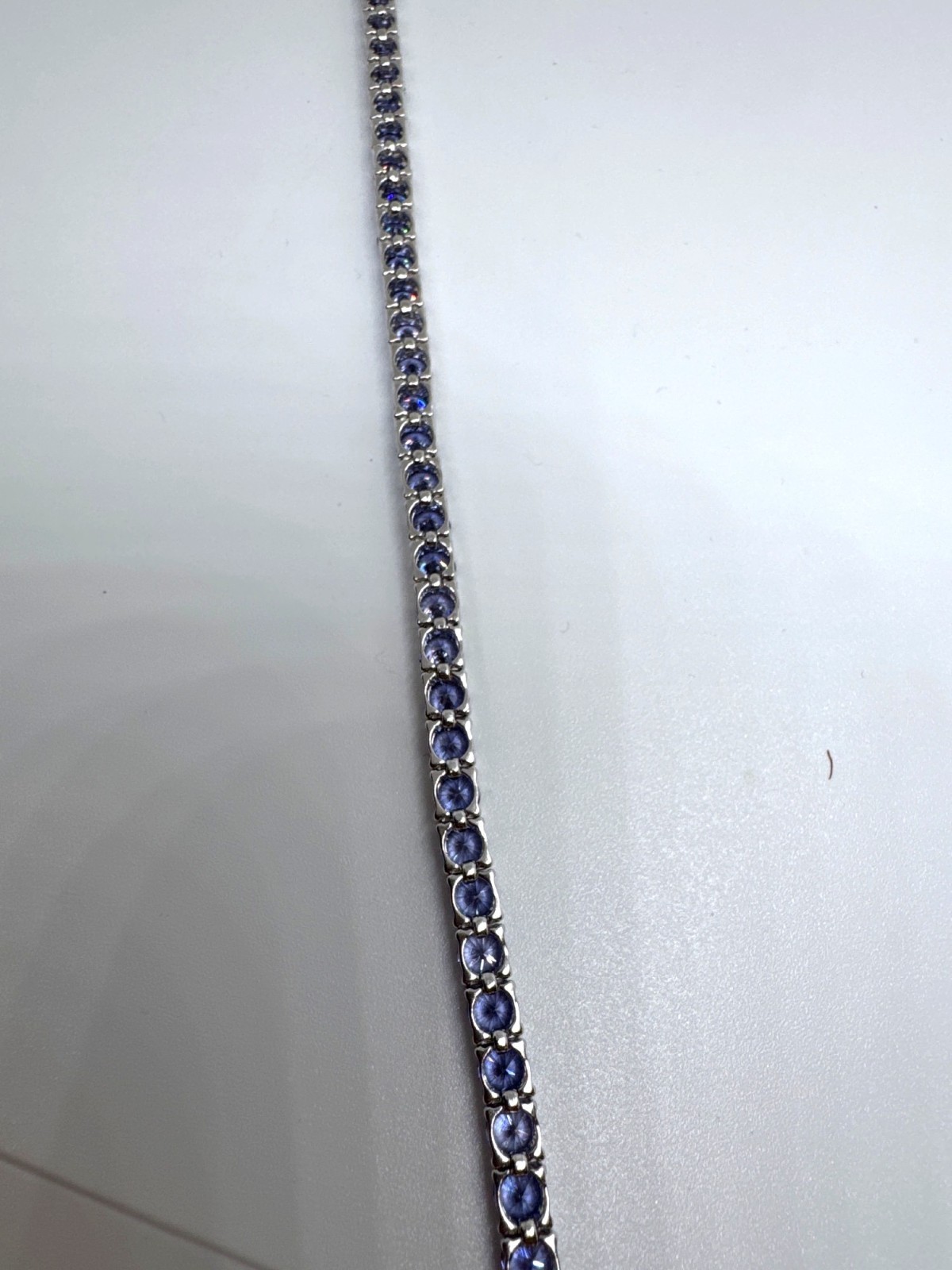 925 Sterling Silver Blue Violet Gemstone Tennis Bracelet 7.25″ SVR 12g