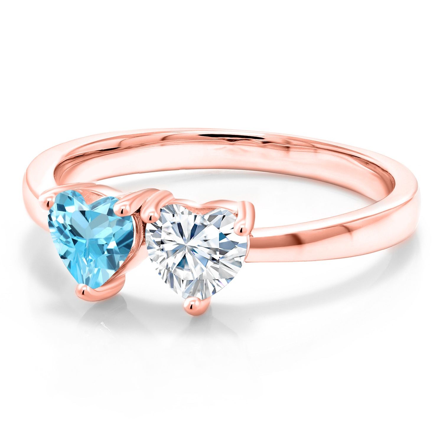 18K Rose Gold Plated Silver Fashion Right-Hand Ring Topaz Moissanite (0.97 Cttw)