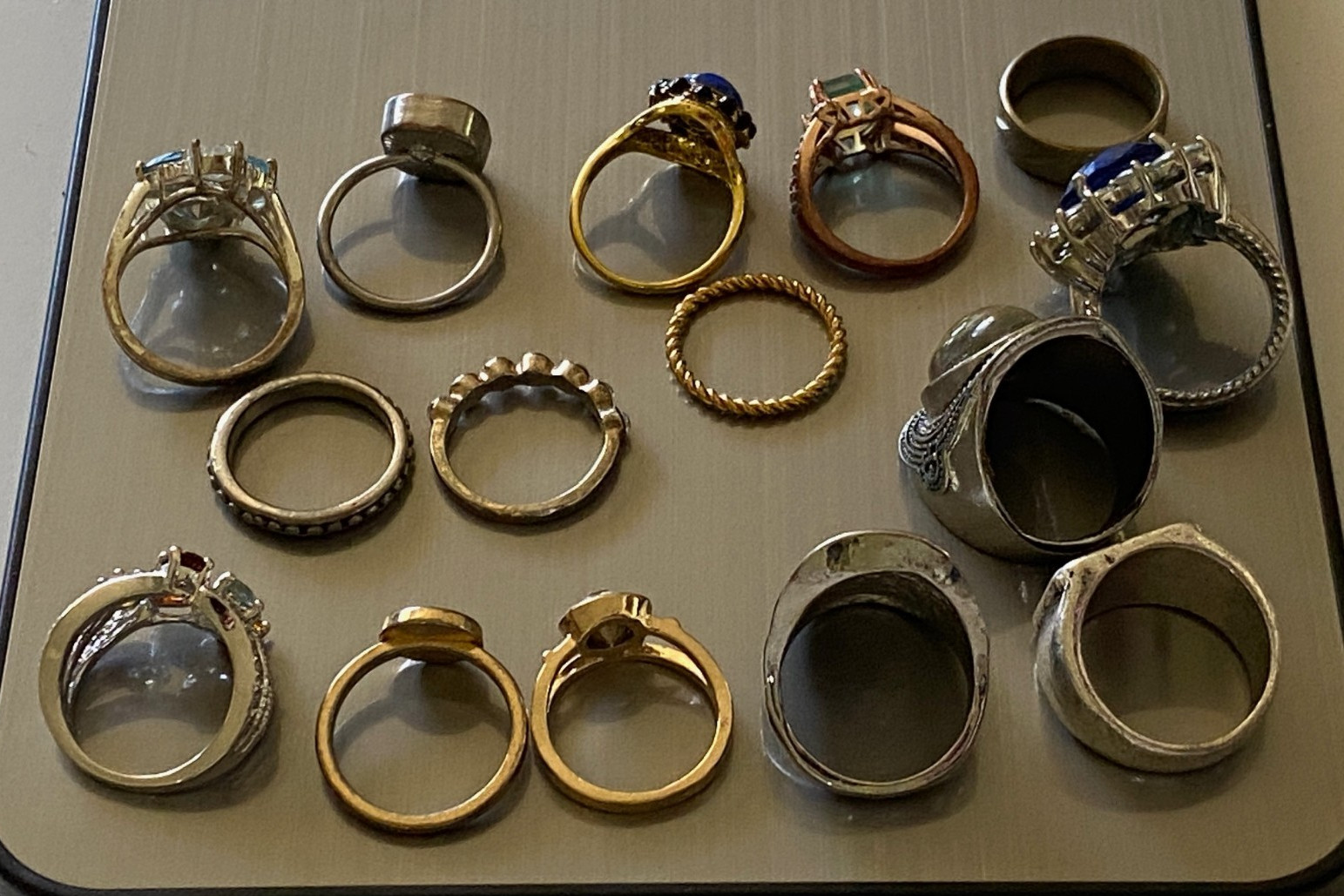 Lot of 15 Costume Rings Various Styles & Sizes