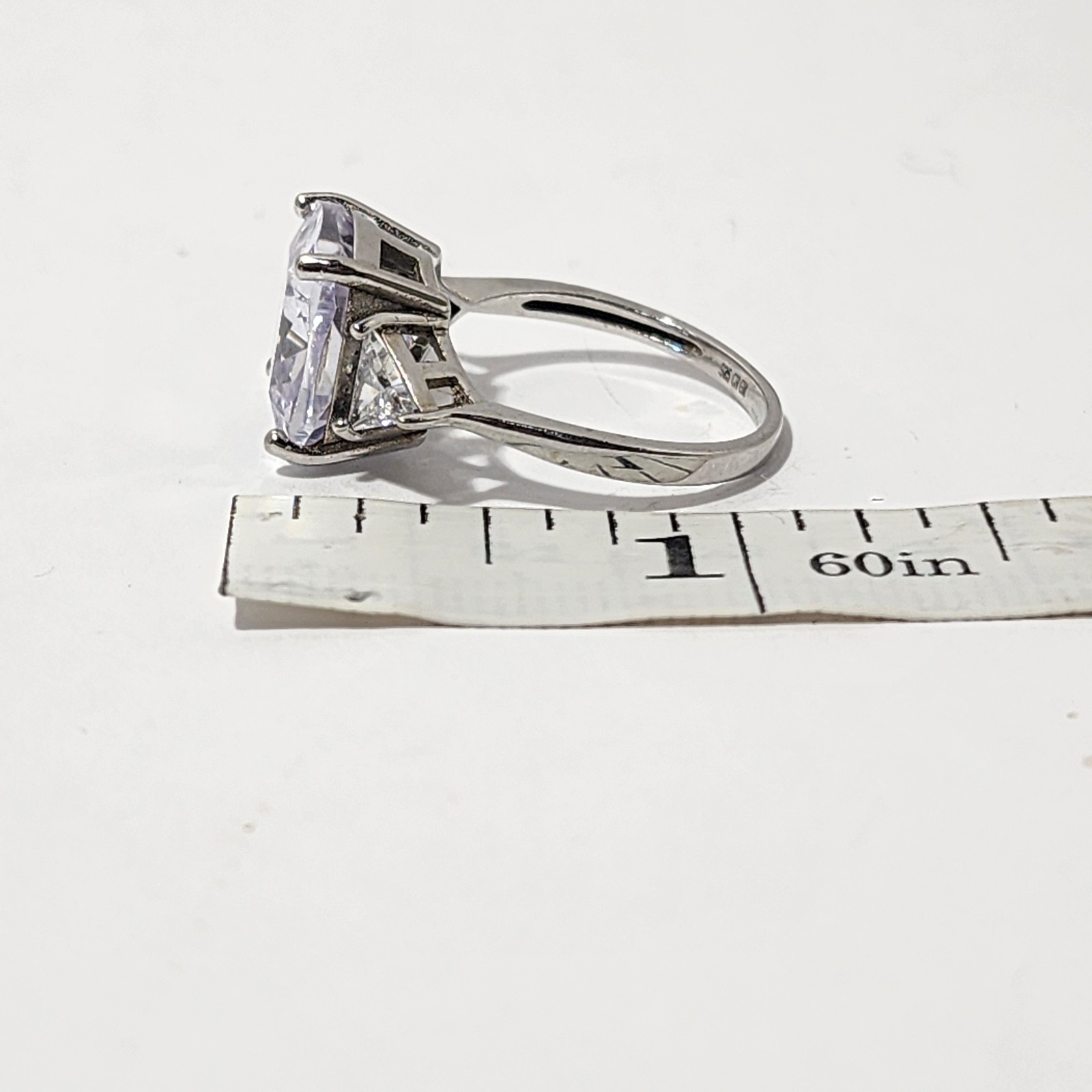 Sterling Silver 925 Cushion Cut CZ Engagement/Promise Rhinestone Ring Size9/19mm