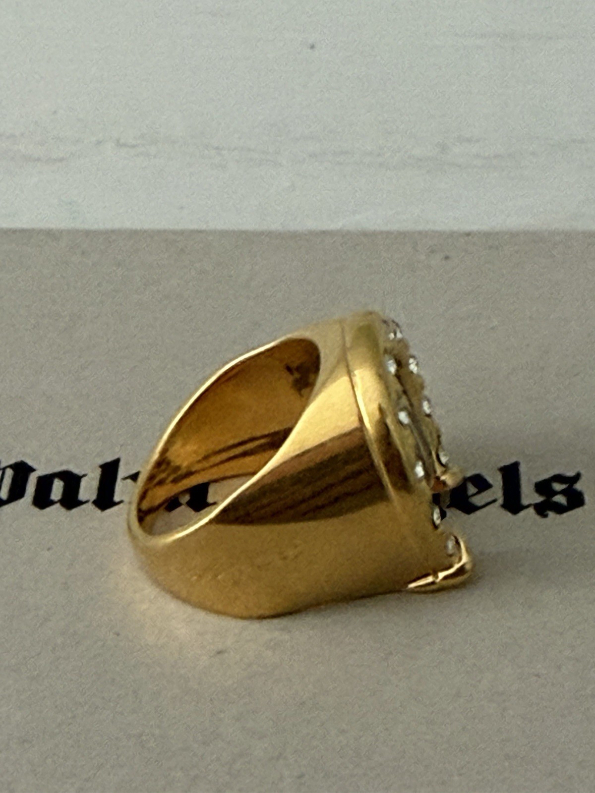 Adult Unisex Size 7 Palm Angels Gold Tone Horseshoe Rhinestone Embellished Ring