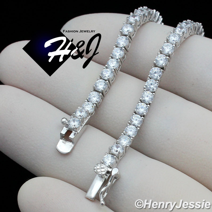 22″MEN SOLID 925 STERLING SILVER ICY BLING CZ 3MM 1 ROW TENNIS CHAIN NECKLACE*10