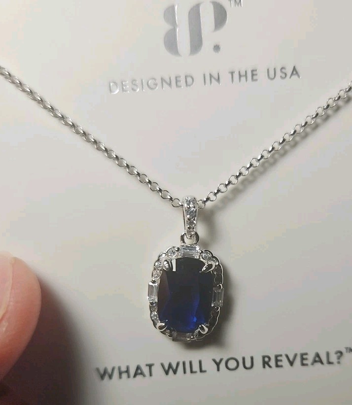Bomb Party Sept 2024 Lab Sapphire 925 Sterling Necklace Giving Glamorous