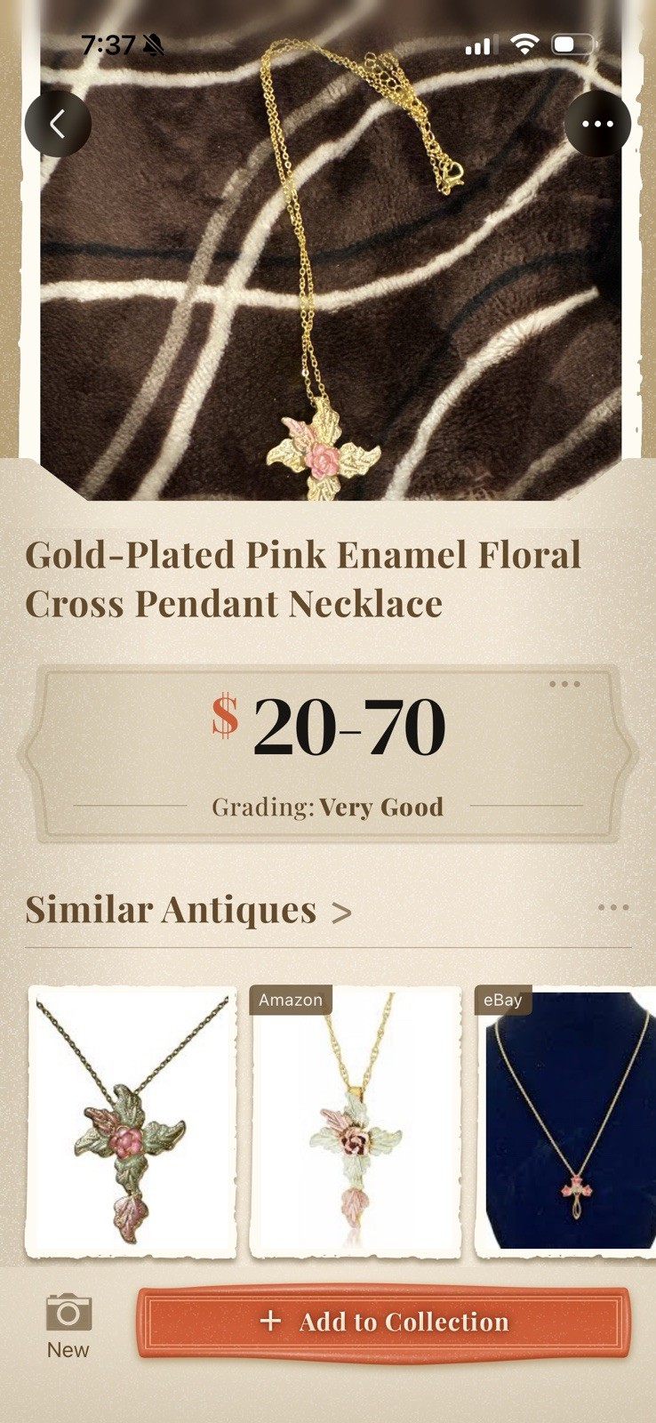 Gold-Plated Pink Enamel FloralCross Pendant Necklace