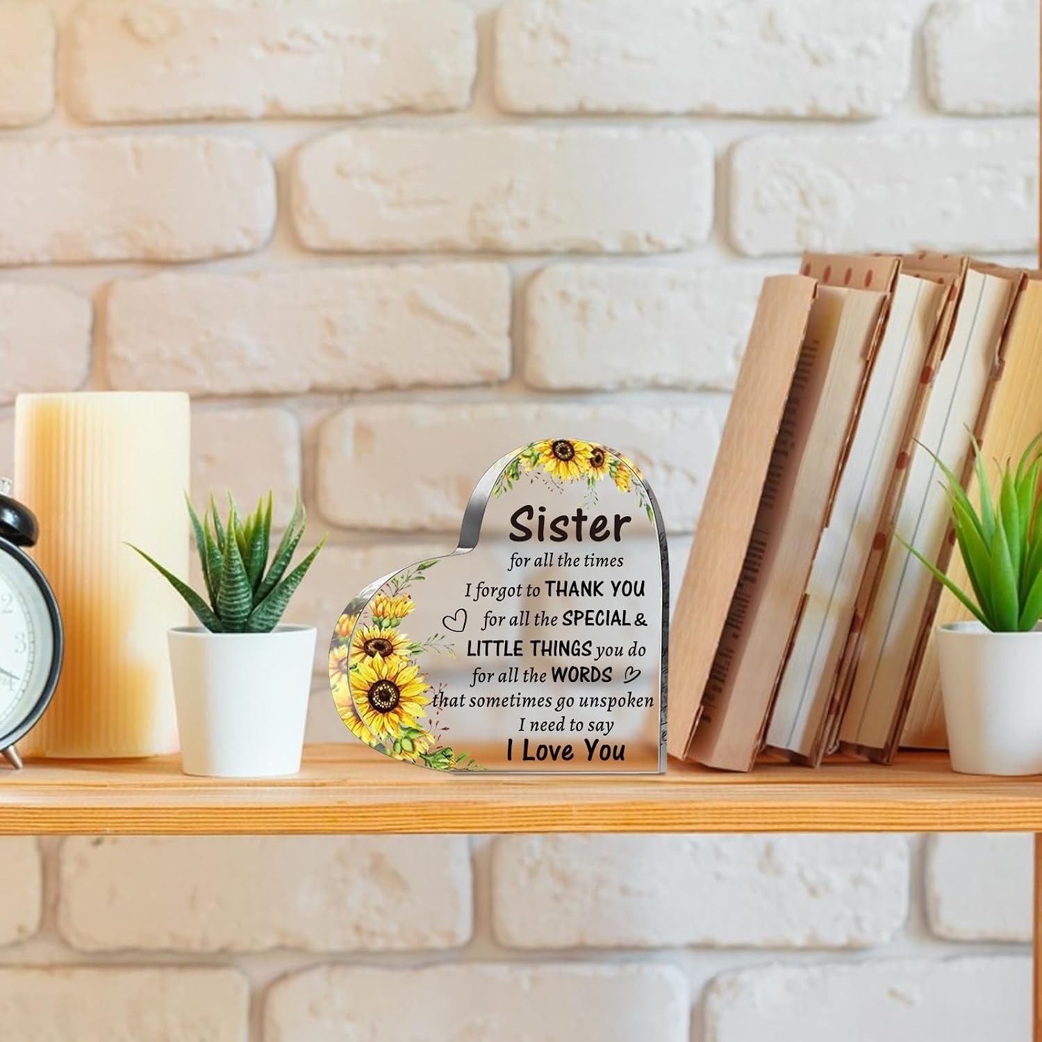 Beautiful Heart-Shaped Acrylic Sign – Cherished Gift for Sister’s Milestones