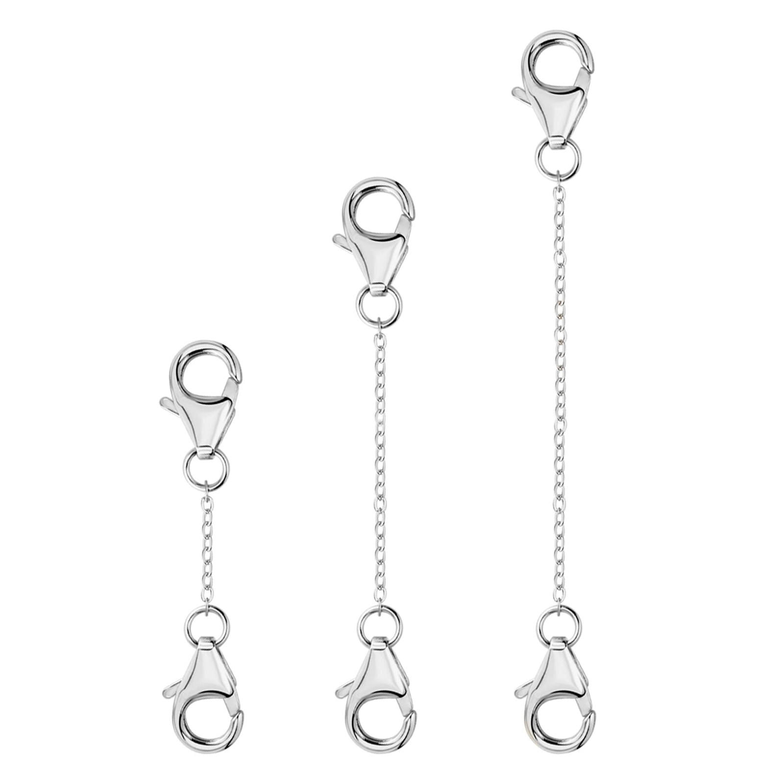 3 Pack White Gold Necklace Extender Chain w/ Lobster for Necklaces Bracelet Ankl