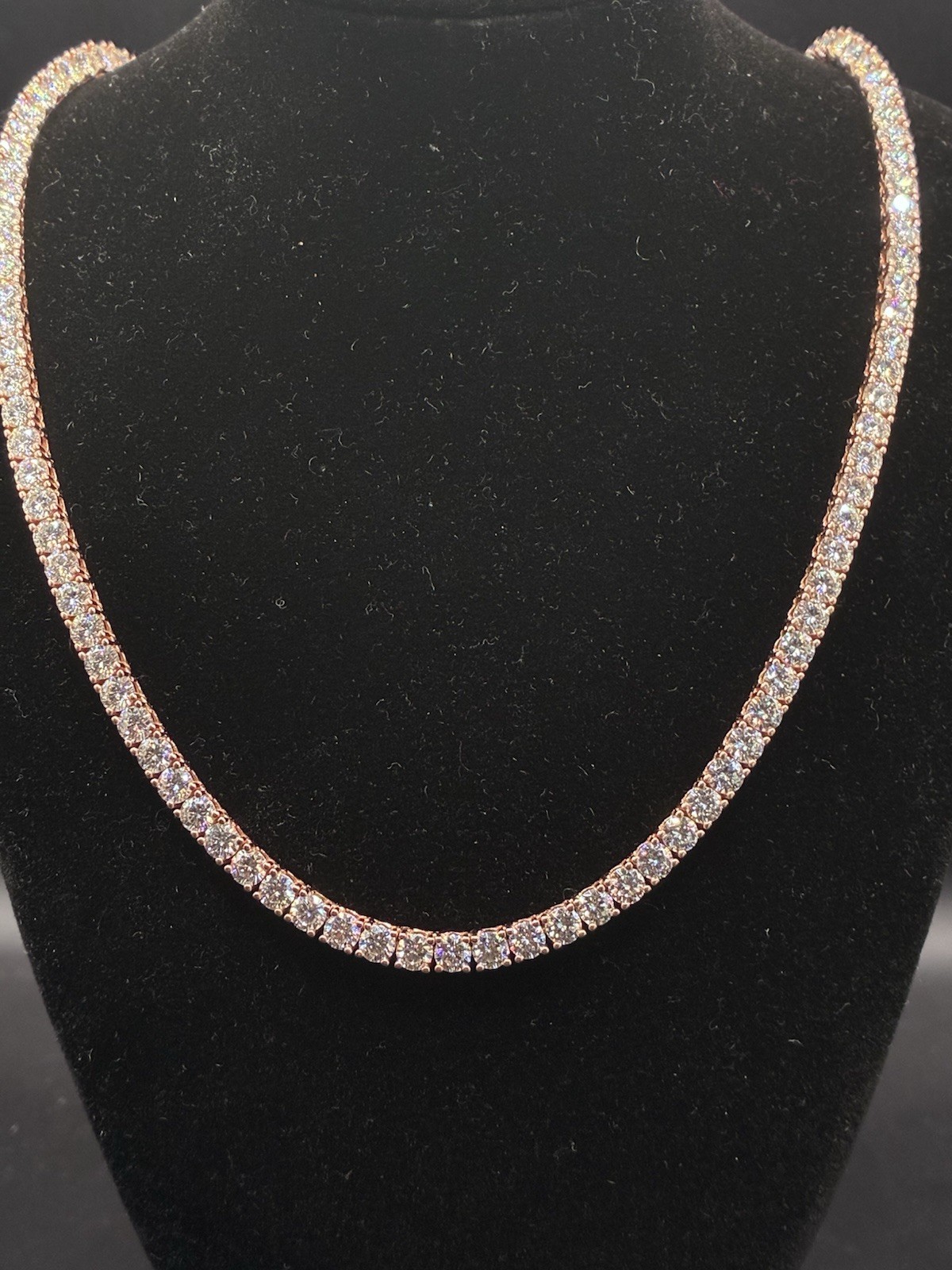 925 Sterling Silver and VVS Moissanite Rose Gold Tennis Chain 22 Inches