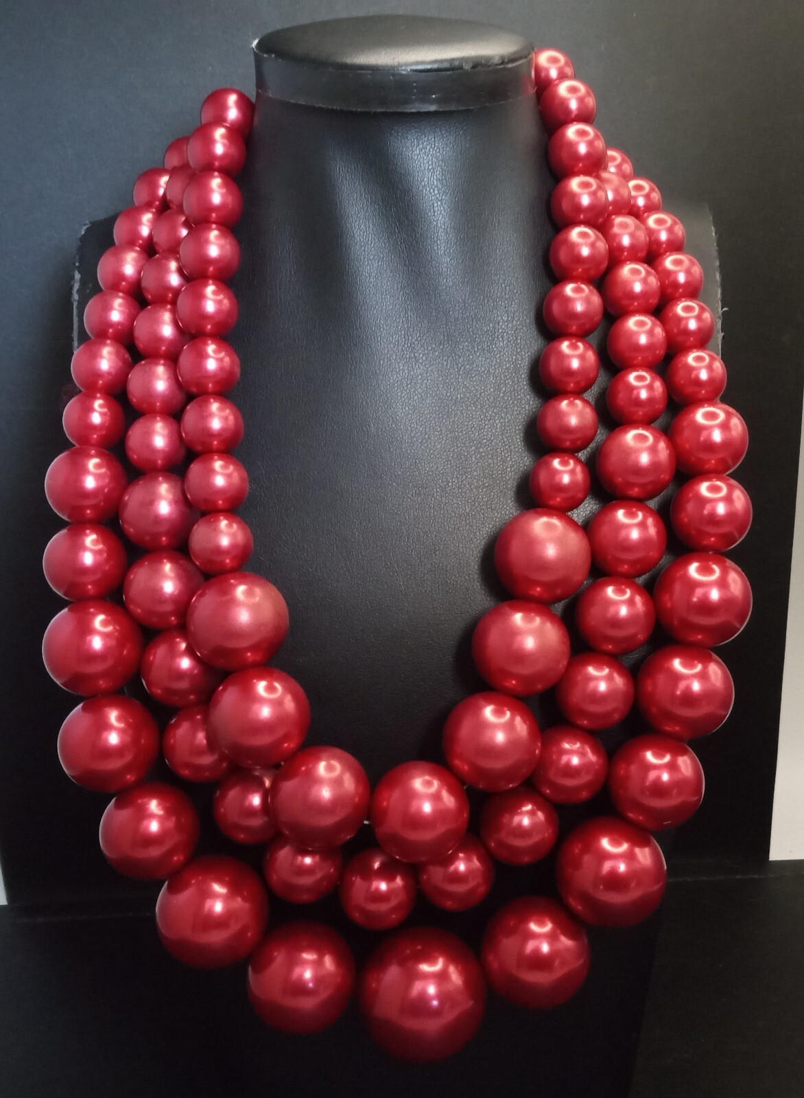 Vintage Signed Maroon Statement Beaded Necklace New Old Stock 1990’s 2000’s