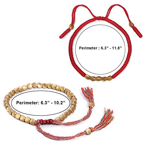 2-3 Pcs Tibetan Copper Beads Bracelet Adjustable Handmade Braided Copper Red