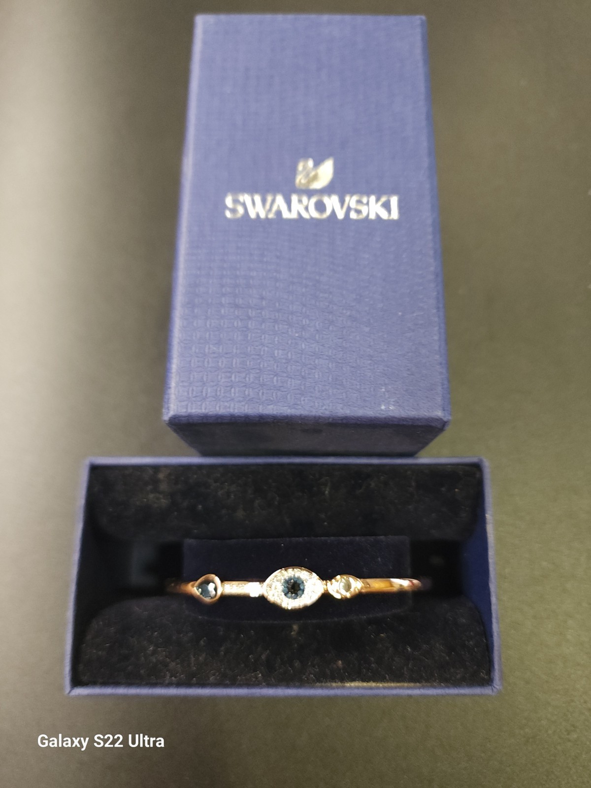 Swarovski Symbolica bangle Evil eye, Blue, Mixed metal finish 5171991